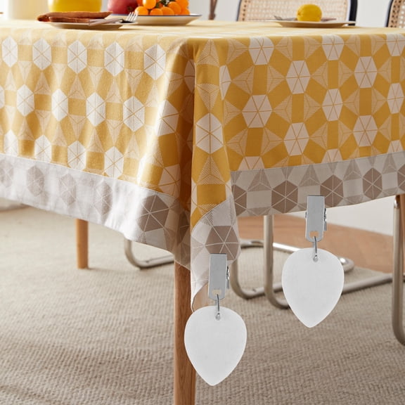 ETEREAUTY 4Pcs Compact White Tablecloth Weights with Clips for Outdoor Picnic and Dining Room Decor