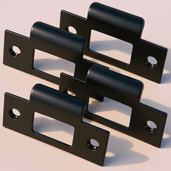 ETEREAUTY 4Pcs Door Strike Plate Extender Stainless Steel Black High Strength Home Security