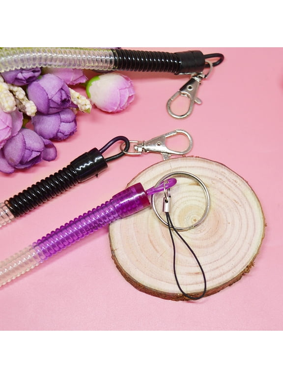 4Pcs Flexible Coil Spring Lanyard Keychain with Premium Plastic for Easy Wrist Carry