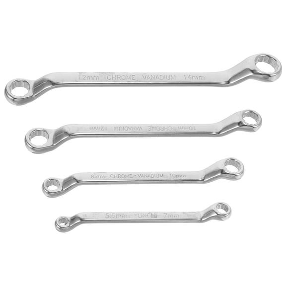 ETEREAUTY 4Pcs Flexible Ratcheting Wrench Open Ended Ratchet Spanner Silver for Mechanics