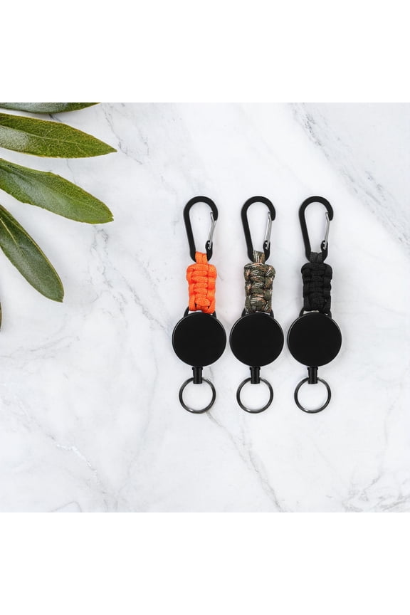 4Pcs Versatile Carabiner Keychain with Automatic Retractable Reel for Outdoor and Camping Use