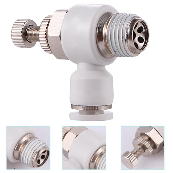 ETEREAUTY 4Pcs Pneumatic Air Flow Control Valve Silver Manual Throttle for Mechanical Pressure Adjustment