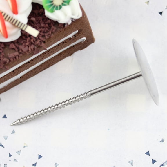 ETEREAUTY 4Pcs Silver Decorating Nail Tool for Cake Icing Flowers with Easy Control