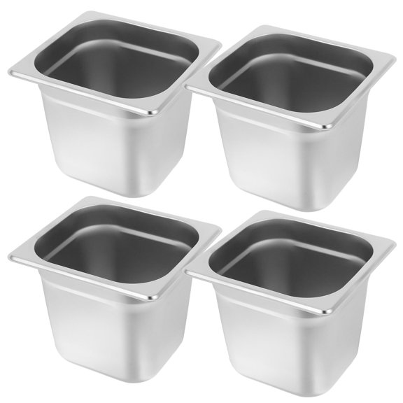 ETEREAUTY 4Pcs Stainless Steel Oven Pan Durable Rectangular Dish for Commercial Kitchen Buffet Use Plated Silver