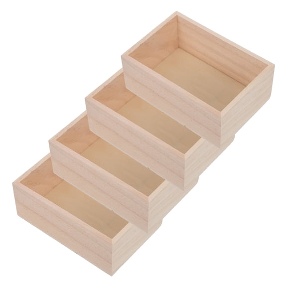 ETEREAUTY Etereautey Small Decorative Wood Crates for Crafts and Sundries Light Yellow 4Pcs