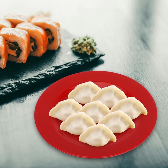 ETEREAUTY 4pcs Red Plates Round Easy to Clean for Restaurant Service Use