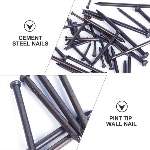 ETEREAUTY 50 Pcs Masonry Steel Nails for Fixing Walls with Carbon Steel Black