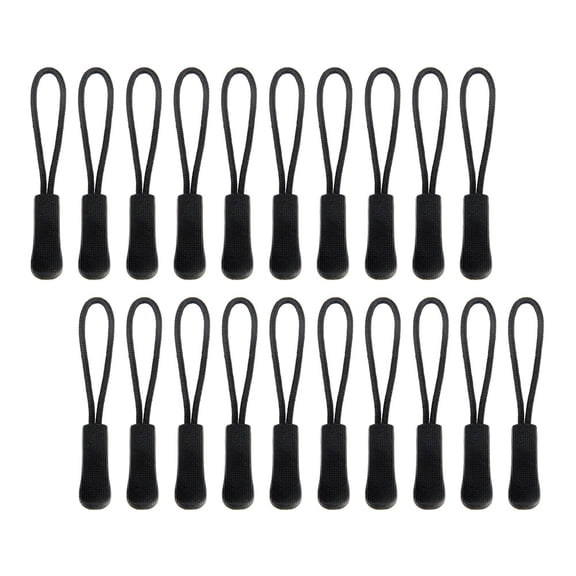 ETEREAUTY 50Pcs Black Pull Head Rope Zipper Tags Durable and Easy to Use for Clothing Luggage
