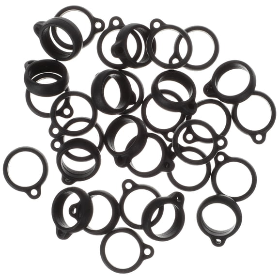 ETEREAUTY 50Pcs Gadget Lanyard Rings Anti Lost Silicone Ring Black For Mobile Phone Keys Back to School