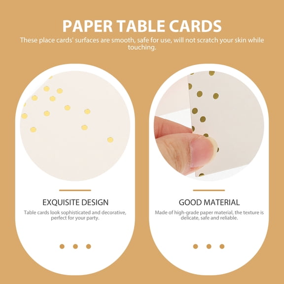 ETEREAUTY 50Pcs Golden Paper Tent Cards for Wedding Place Cards and Banquet Table Signs