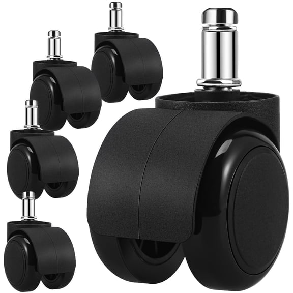 ETEREAUTY 5Pcs Chair Casters Set Black for Furniture Legs with Easy Installation