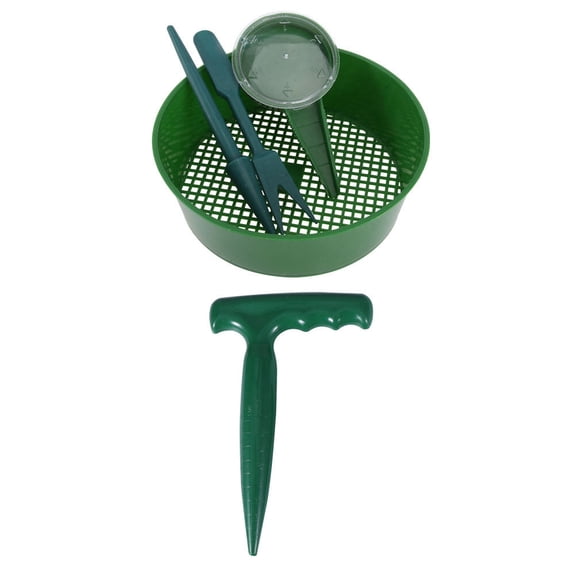 ETEREAUTY 5Pcs Gardening Tool Set Green Plastic Seeder Transplanter Labor Saving Design