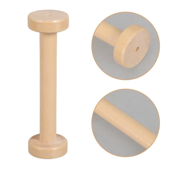 ETEREAUTY 5Pcs Khaki Wooden Craft Spools for Yarn Ribbon and Cord with Handpolished Vintage Texture