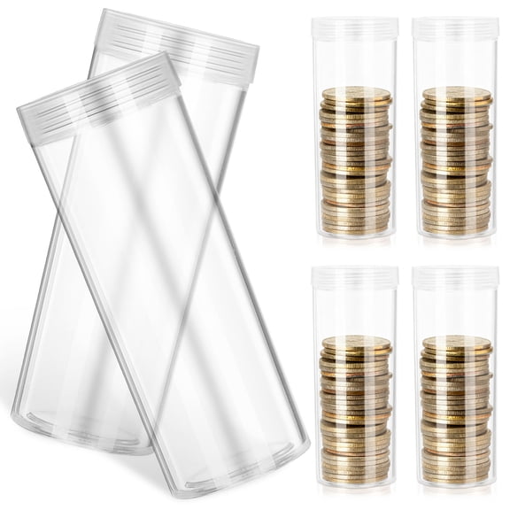 ETEREAUTY 6Pcs Clear Plastic Coin Holders for Daily Use with Moisture Resistant Sealed Caps