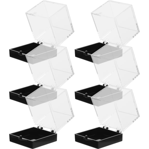 ETEREAUTY 6Pcs Clear Plastic Specimen Showcase Boxes for Mineral and Stone Storage Display