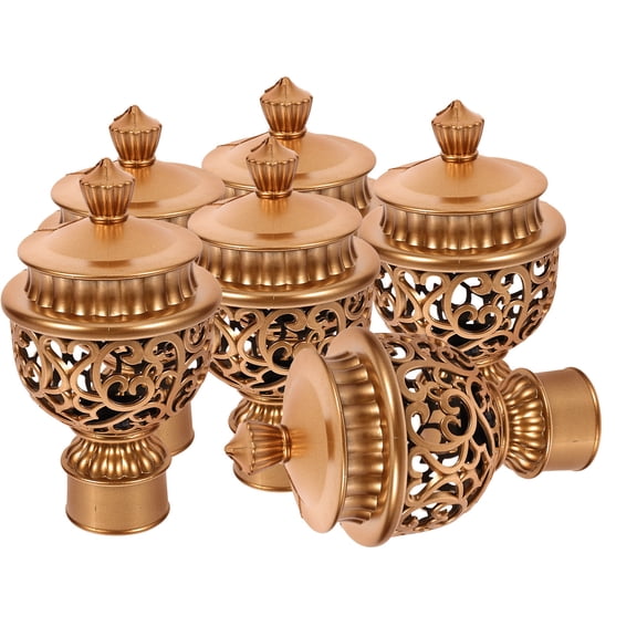 ETEREAUTY 6Pcs Drapery Rod End Cap in Golden with Elegant Roman Rod Finial Design Easy Install