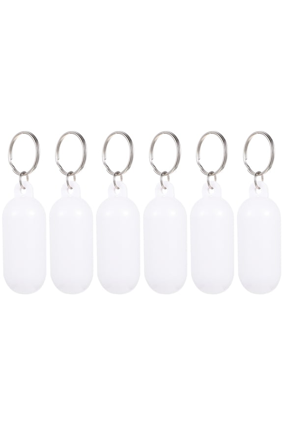 6Pcs Floating Key Ring White Alloy and ABS Material Durable Pendant for Backpack Or Bag