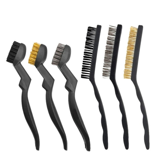 ETEREAUTY 6Pcs Scratch Brush Set with Stainless Steel and Brass Wire for Industrial Rust Cleaning