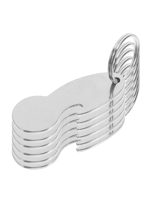 6Pcs Plated Silver Shopping Cart Token Keychains Portable Stainless Steel Trolley Opener