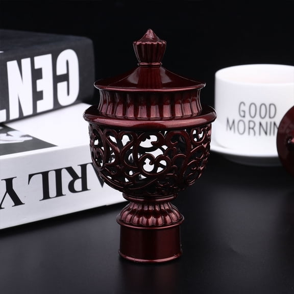 ETEREAUTY 6Pcs Red Hollow Plastic Curtain Rod Finials Decorative Caps for Window Rod Fittings