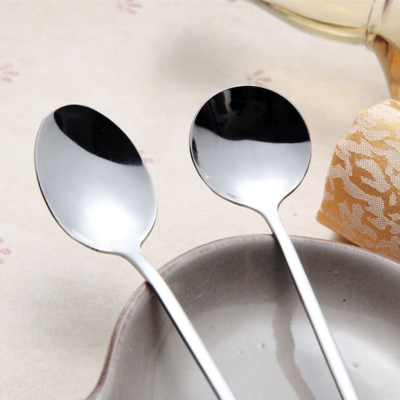 ETEREAUTY 6Pcs Stainless Steel Spoon Plated Silver Kitchen Tea Coffee Smooth Polished Handle