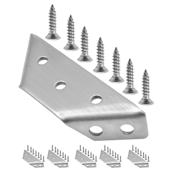 ETEREAUTY 6Sets Corner Brackets Plated Silver Stainless Steel for Countertop Support and Cabinet Repair