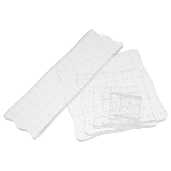 ETEREAUTY 7-Piece Lightweight Clear Acrylic Stamp Blocks Set with Grid Lines for Scrapbooking, Card Making, and Crafting