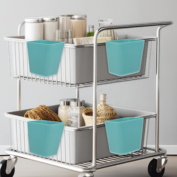 ETEREAUTY 8Pcs Plastic Hanging Basket Over Door Storage Container for Home Kitchen Bathroom Organization
