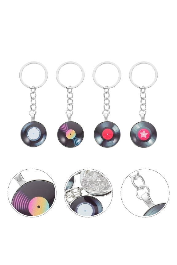 8Pcs Retro Acrylic Music Keychain Vintage Vinyl Record Keyring Assorted Colors