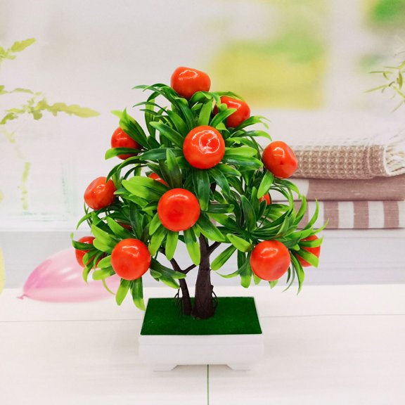 ETEREAUTY Artificial Orange Tree with Pot Multi Color Faux Fruit Tree for Home Party Decoration