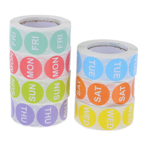 ETEREAUTY Assorted Color Weekday Labels Stickers for Calendars Folders and Inventory Management