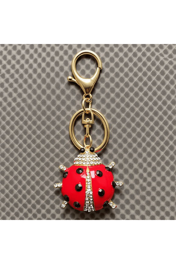 Beautiful Red Ladybug Rhinestone Key Chain for Bags and Key Organization with Sparkling Detail