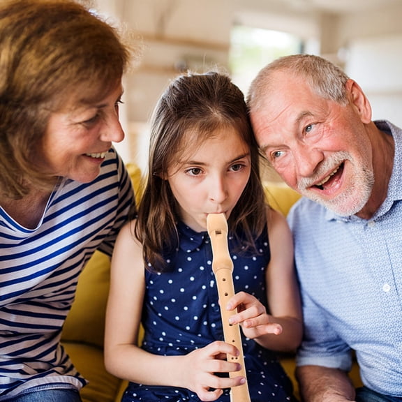 ETEREAUTY Beige Music Flute Wooden Soprano Recorder with 8 Holes for Hand Flexibility Practice
