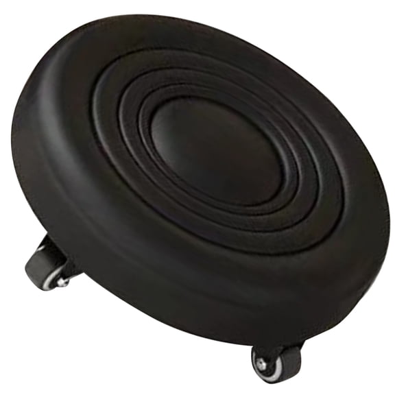 ETEREAUTY Black Wheeled Step Stool with PU and Steel 360 Rotation