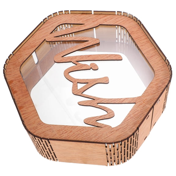 ETEREAUTY Brown Wooden Wedding Card Box with Large Storage for Home Wedding Blessing Messages