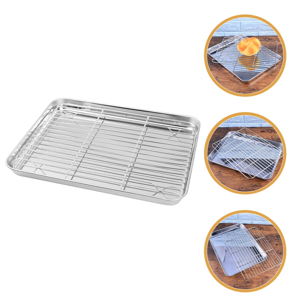 ETEREAUTY Cookie Sheet and Rack Aluminum Half Sheet Baking Pan and Stainless Steel Cooling