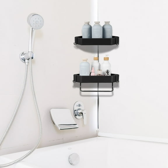 Toyandona 1Set Floating Corner Shelf Aluminium Bathroom Organizer for Shower Use