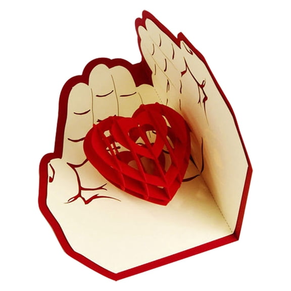 ETEREAUTY Creative Red Paper 3D Greeting Card for Thanksgiving Wedding Invitation and Heartfelt Blessing