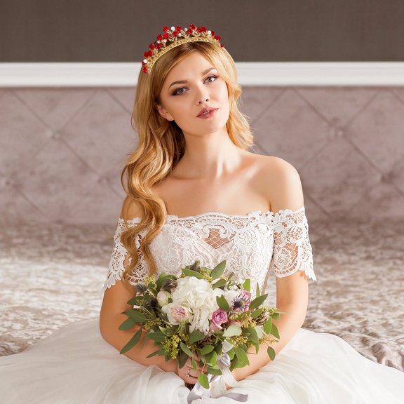 ETEREAUTY Creative Rose Designed Rhinestone Bridal Tiara Wedding Hair Crown Lightweight Durable