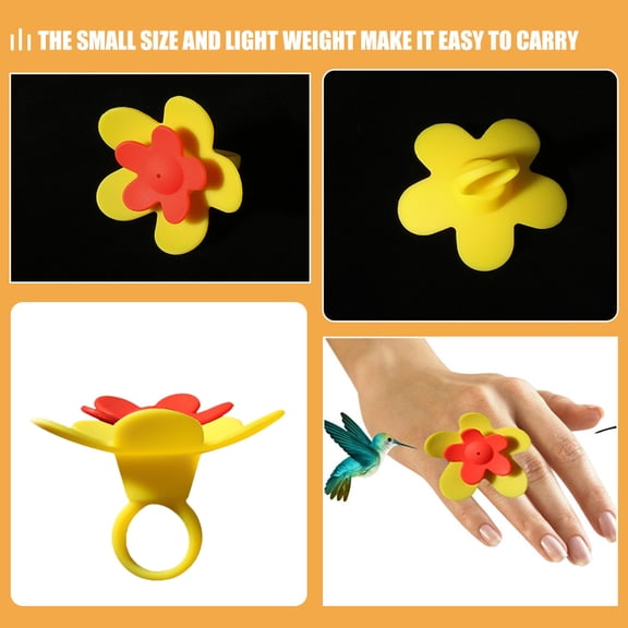 ETEREAUTY Creative Yellow Handheld Hummingbird Ring Feeder for Closeup Outdoor Bird Watching