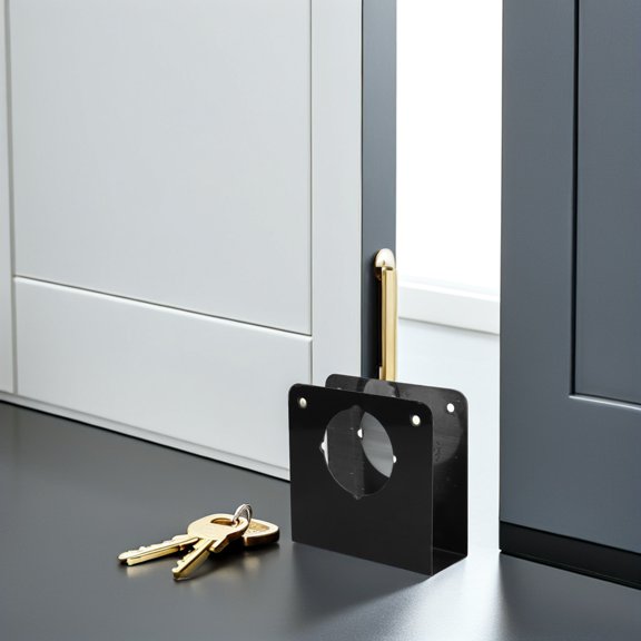 ETEREAUTY Door Lock Reinforcement Plate in Black Stainless Steel with Easy Installation Feature