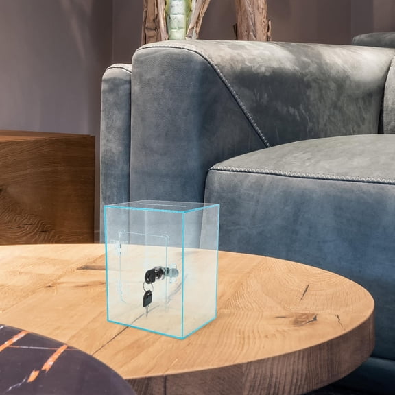 ETEREAUTY Lockable Clear Donation Box Acrylic Money Jar for Raffle Tickets and Tips