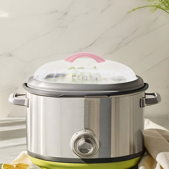 ETEREAUTY Electric Steaming Pot Lid with Handle Clear Plastic Cover for Efficient Cooking