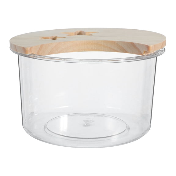 ETEREAUTY Hamster Sand Bath Box Wood and ABS Khaki Enclosed Dust Bath for Home Use with Observation Window