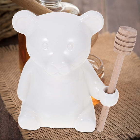 ETEREAUTY Honey Storage Pot Ceramic Transparent Container 1 Set