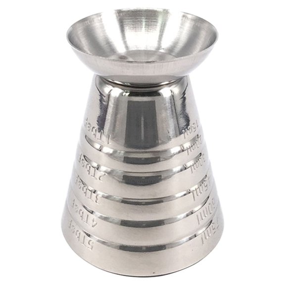 ETEREAUTY Kitchen Measuring Cup Plated Silver Stainless Steel with Clever Tapered Shape and Markings