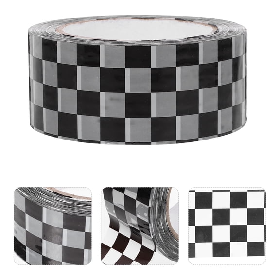 ETEREAUTY Multi Color Adhesive Packing Tape Black White Checkered Tape for Daily Use