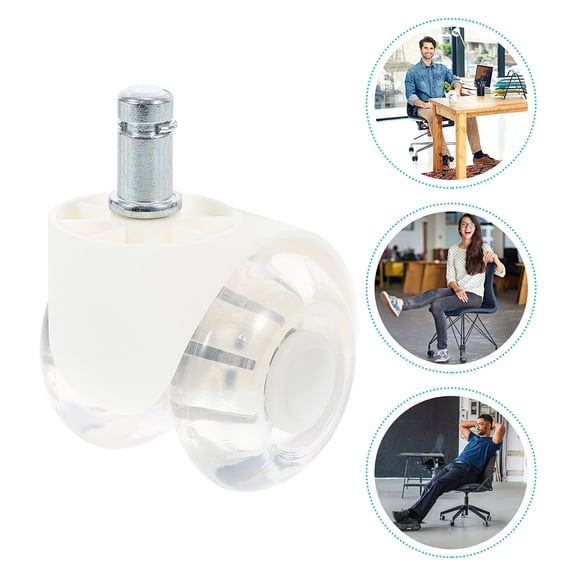 ETEREAUTY Office Chair Wheels Replacement Transparent 2 Inch Double Wheel Casters with PU Spring for Home Use