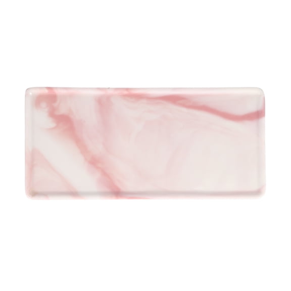 ETEREAUTY Pink Ceramic Vanity Tray for Bathroom Tabletop Storage and Cosmetic Organizer
