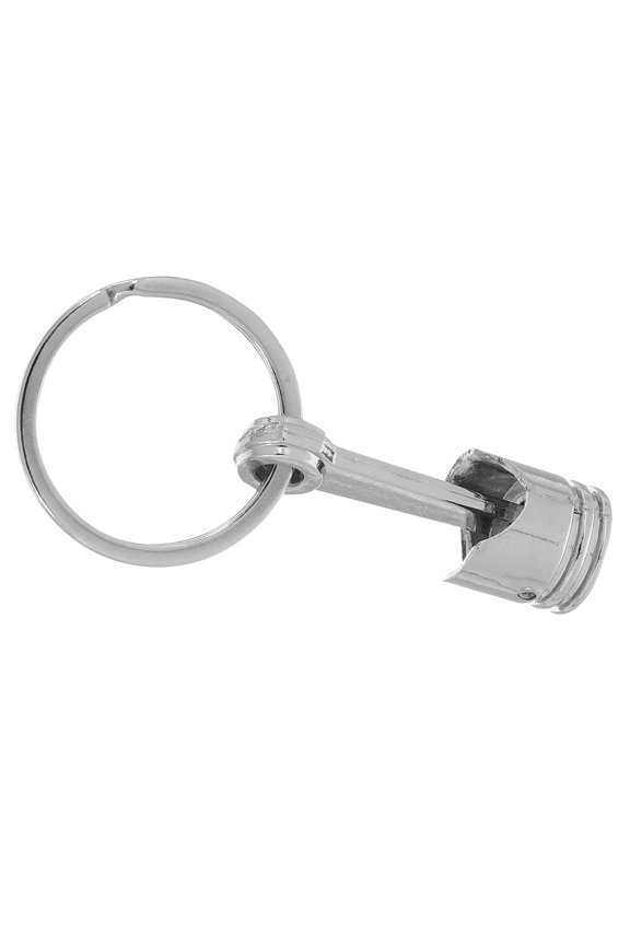 Piston Keychain Metal Plated Silver Engine Pendant Durable Keyfob for Car and Bag